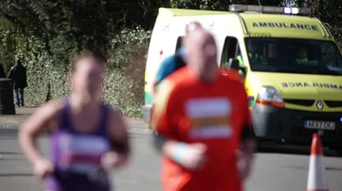 Ambulance at the Marathon Stock Footage 48398109