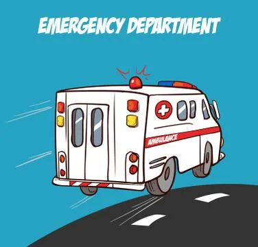 Ambulance in motion driving down the road Stock Illustration