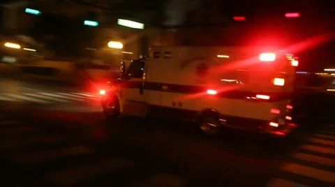Ambulance Nighttime Stock Footage
