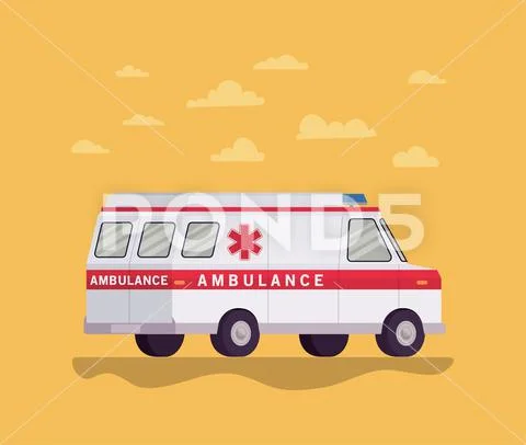 Ambulance paramedic car side view and clouds vector design ~ Clip Art ...