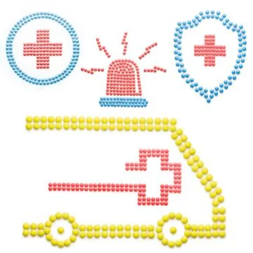 Ambulance with pills. Stock Photos