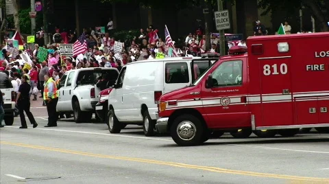 Ambulance at Protest Stock Footage 376742
