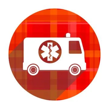 Ambulance red flat icon isolated. Illustration