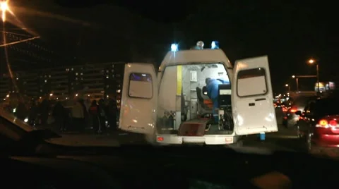 Ambulance on the Road Stock Footage 10668304