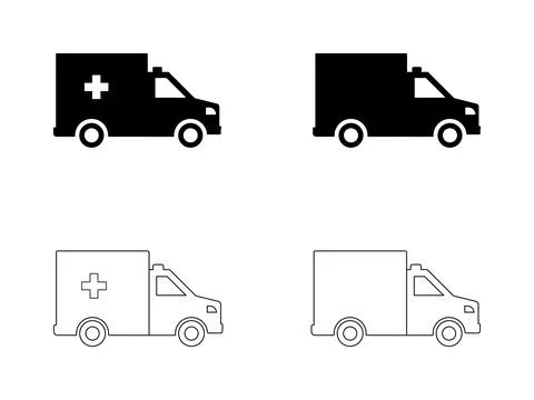 Ambulance silhouettes set vector illustration Stock Illustration