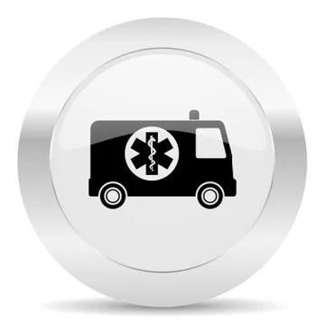 Ambulance silver glossy web icon Stock Illustration