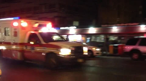 Ambulance with sirens at night Stock Footage 46199519