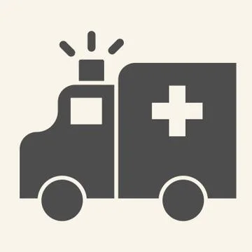 Ambulance solid icon. Hospital car glyph style pictogram on white background Stock Illustration