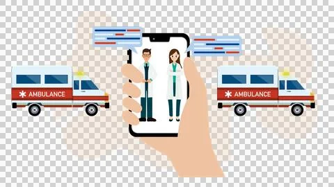 An ambulance speeding down road responding to an emergency call from a patient Stock Illustration
