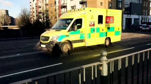 Ambulance speeding fast high speed Video stock 146333196