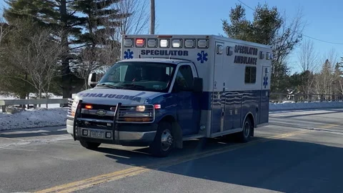 Ambulance speeding over bridge Stock Footage 168582899