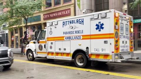 Ambulance on the Streets of Pittsburgh Stock Footage 216913103