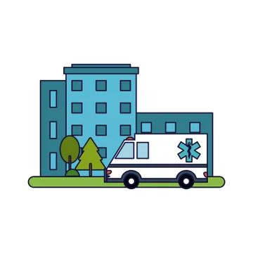 Ambulance in town Illustrazione stock