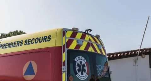 Ambulance unit Mobile First Aid UMPS  in Saint Gilles Croix de Vie, France Stock Photos