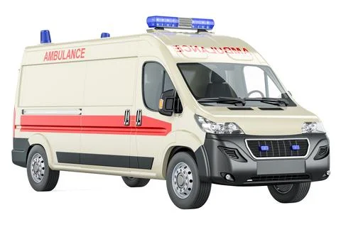 Ambulance van, ambulance. 3D rendering Illustrazione stock