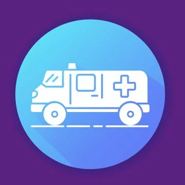 Ambulance van car icon.Flat vector illustration. Medicine vehicle. Stock Illustration