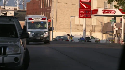 Ambulance Van Driving Past Camera 4K Stock Footage 145956465
