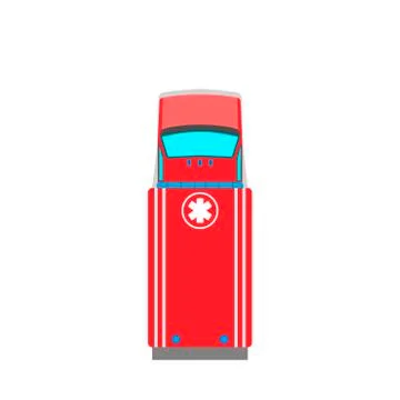 Ambulance van flat vector top view. Help emergency auto red transportation re イラスト素材