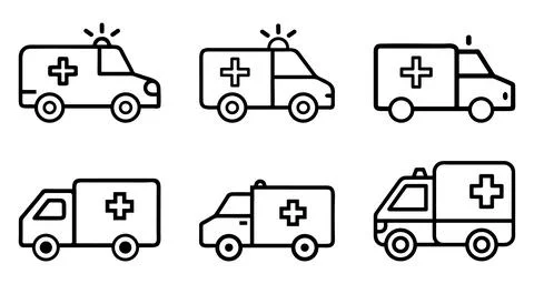 Ambulance vector icon set. Stock Illustration