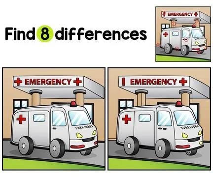 Ambulance Vehicle Find The Differences Stock Illustration