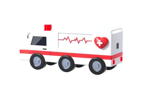 Ambulance in the white background, 3d rendering. Illustrazione stock