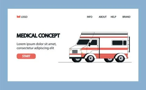 Ambulance on a white background. Flat style illustration. Stock Illustration