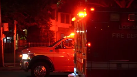 Ambulances Arrive with Flashing Red Lights to Emergency Scene Video stock 341555961