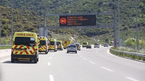 Ambulances Convoy Stock Footage 93769399