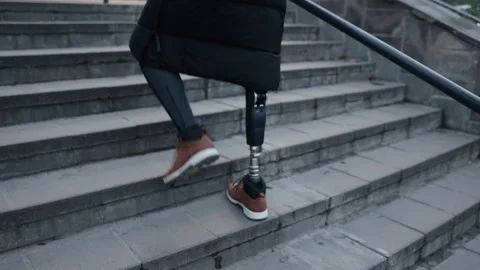 Ambulation difficulties, Climbing acceptance, Barrier-free stairs Stock-Footage 241695162