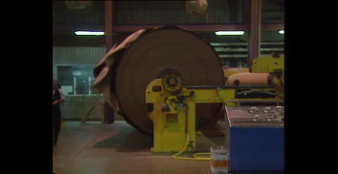 AMCOR Paper Mill – Paper Roll Production and Machinery – Australia (1993) Stock Footage 310035532