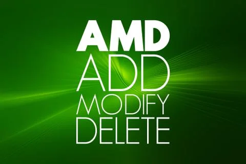 AMD - Add, Modify, Delete acronym, business concept background Stock Illustration