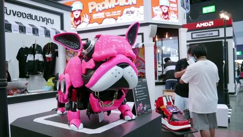 AMD CPU computer case is displayed in the form of Pink dog case show. Stock Footage 175117651