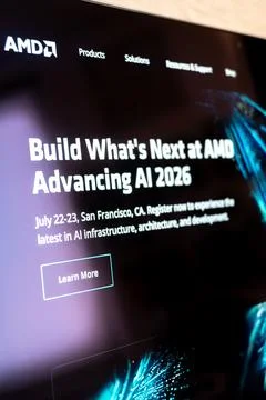 Amd event promoting artificial intelligence infrastructure development Foto stock