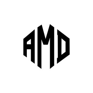 AMD letter logo design with polygon shape. AMD polygon and cube shape logo .. Illustrazione stock