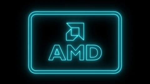 AMD Logo With Neon Lights Stock Footage 105001405