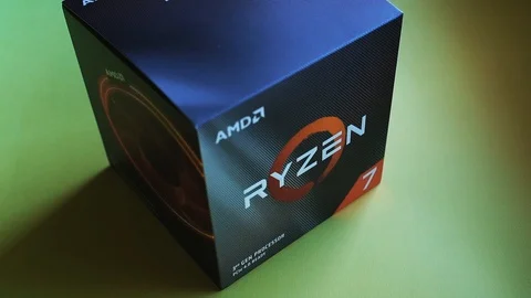 AMD Ryzen 3700x processor box. New Zen 2, Ryzen 3000 processor. Video stock 113567645