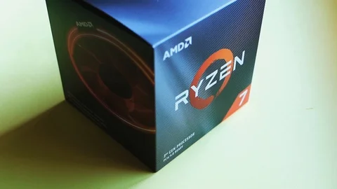 AMD Ryzen 3700x processor box. New Zen 2, Ryzen 3000 processor. Stock Footage 113567852