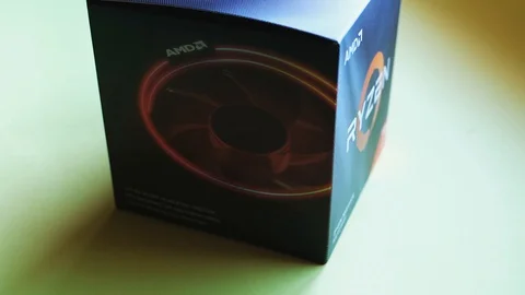 AMD Ryzen 3700x processor box. New Zen 2, Ryzen 3000 processor. Video stock 113567948