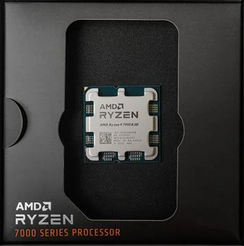 AMD Ryzen 9 7950X3D processor close-up. Studio shot. Stock Photos