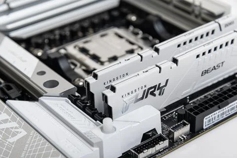 AMD Ryzen 9 7950X3D processor close-up. Studio shot. Stock Photos