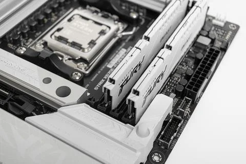 AMD Ryzen 9 7950X3D processor close-up. Studio shot. Stock Photos