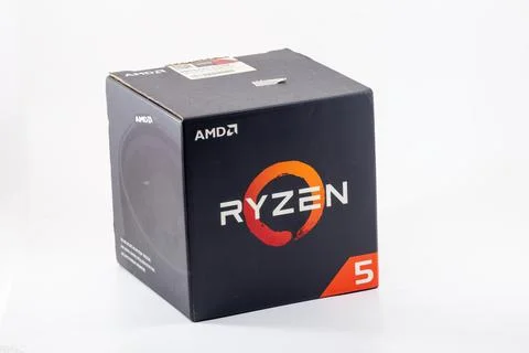 A amd ryzen processor cpu isolated on white background Stock Photos