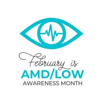 AMDLow or AMD Low Vision Awareness Month is every year in February. Stock Illustration