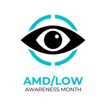 AMDLow or AMD Low Vision Awareness Month is every year in February. Stock Illustration