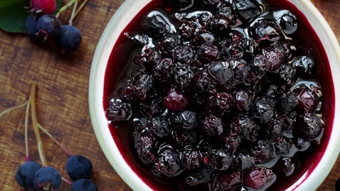 Amelanchier fruit jam. Stock Footage 277116498