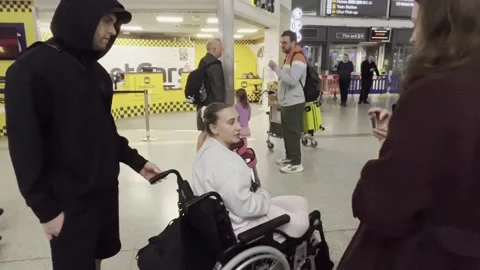 Amelia Reid and Samuel Sharp after arriving at London Stansted on the first UK  Video stock 330211205