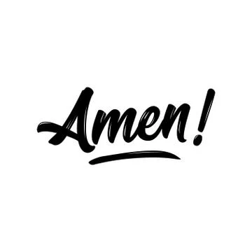 Amen - Hand written Vector calligraphy lettering text in cross shape. Stock Illustration