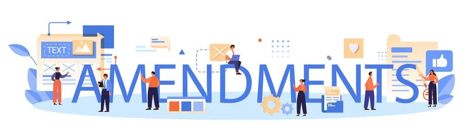 Amendments typographic header. Marketing program development for client Stock Illustration