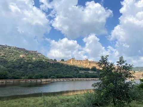 Amer Fort in Jaipur from far off distance Stock Photos