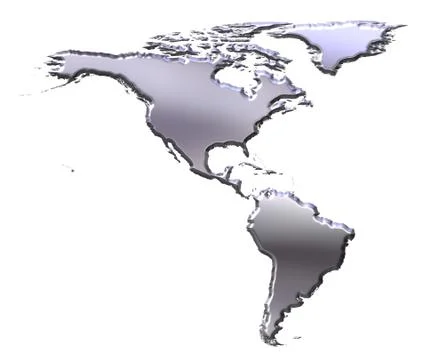 America 3D Silver Map Stock Illustration